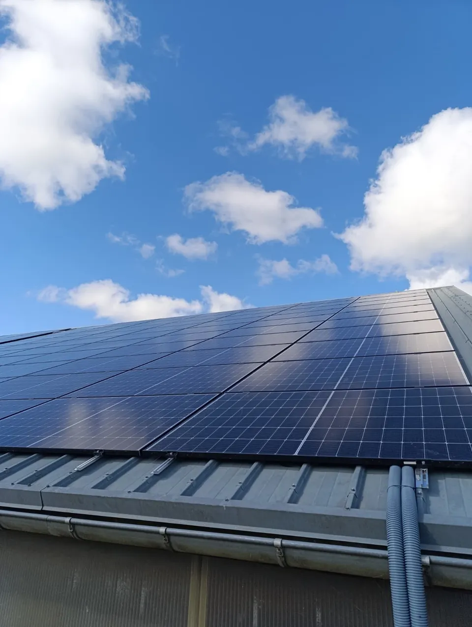 Panneaux photovoltaïques posés sur une toiture métallique